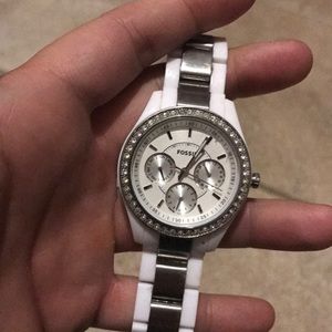 White fossil watch. Classic